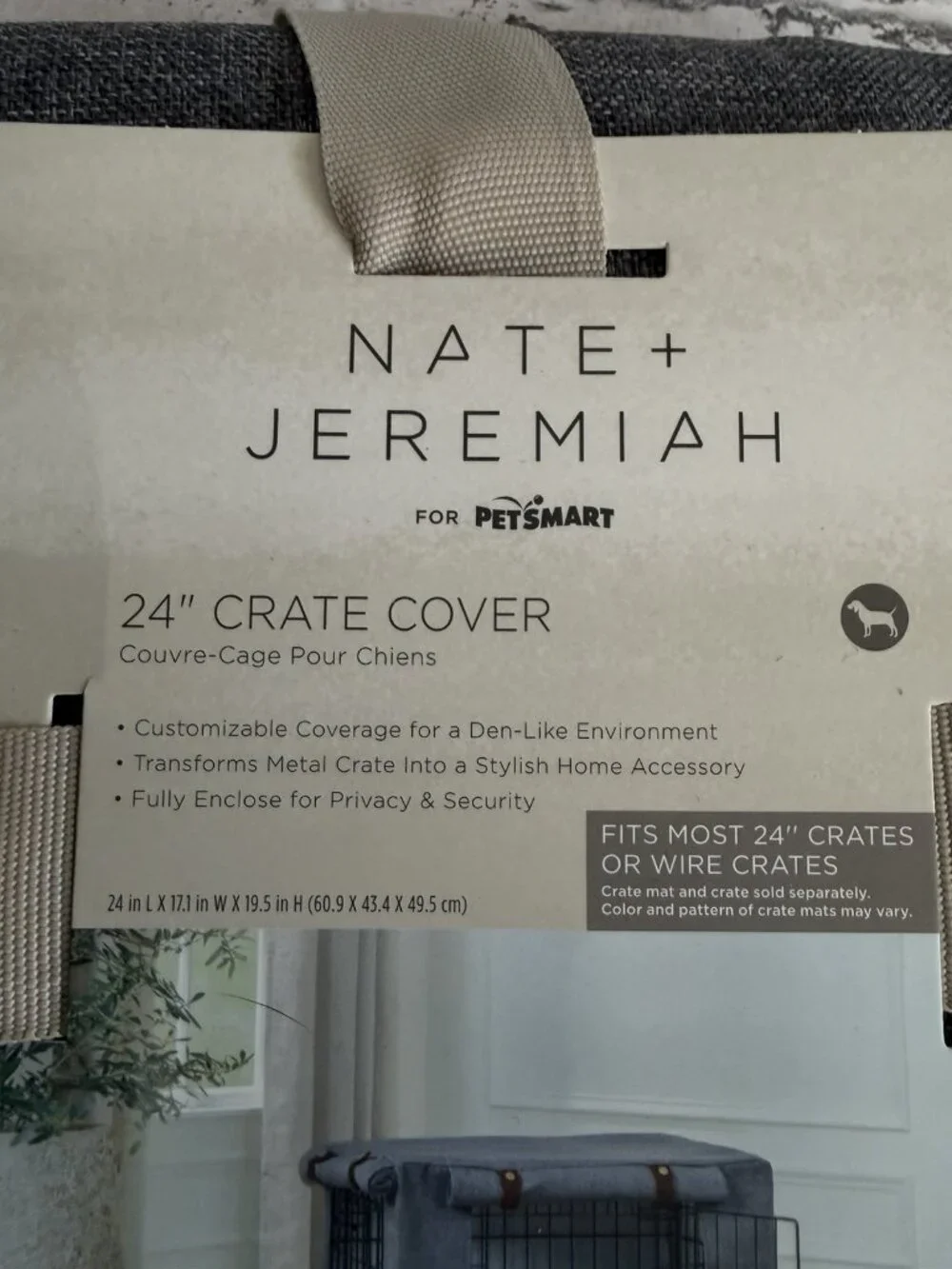 Nate + Jeremiah Grey Linen Dog Crate Cover 24” NWT